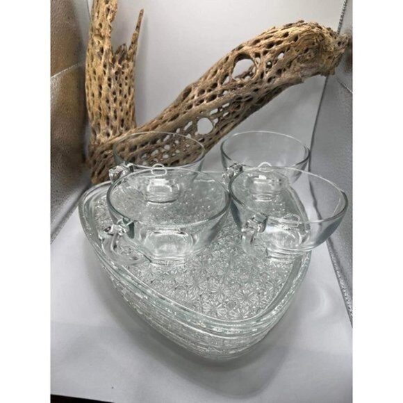 Indiana Glass Daisy and Button Snack Set 1960s - Picture 2 of 6